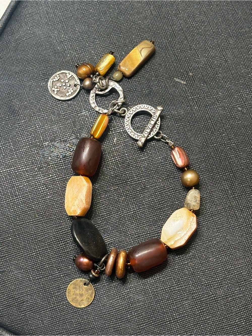 Silpada Brown, Gold and Black Beaded Toggle Bracelet